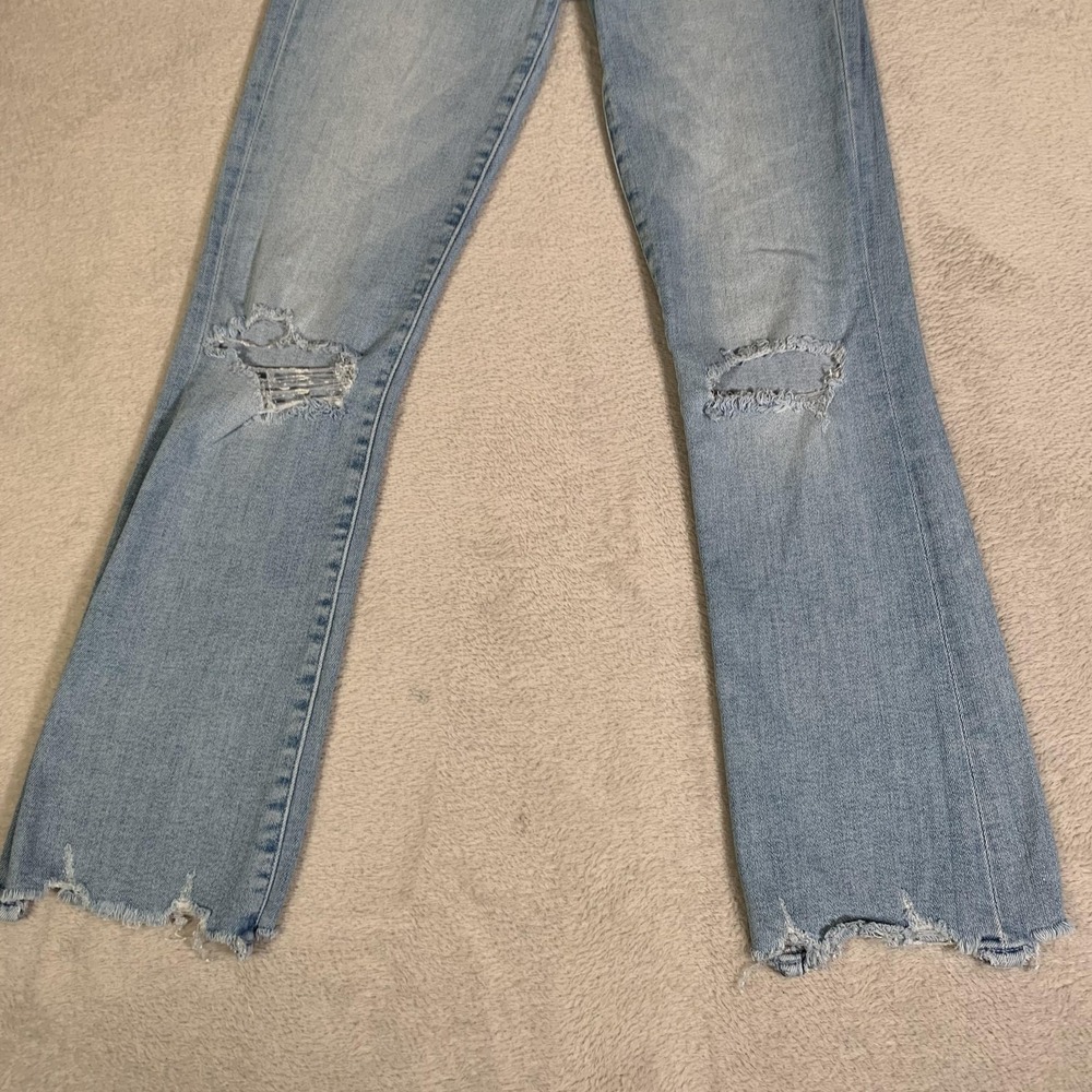Mother Hustler Ankle Chew Jeans Womens 25 Light Wash Mid Rise Distressed Raw Hem - Picture 3 of 16